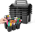 Plastic Caddy With Handle,Protable Classroom Craft Caddy, 6-pack Storage Caddy For Pencil,Pen,Craft Tools (Black) by FindScrapblooms