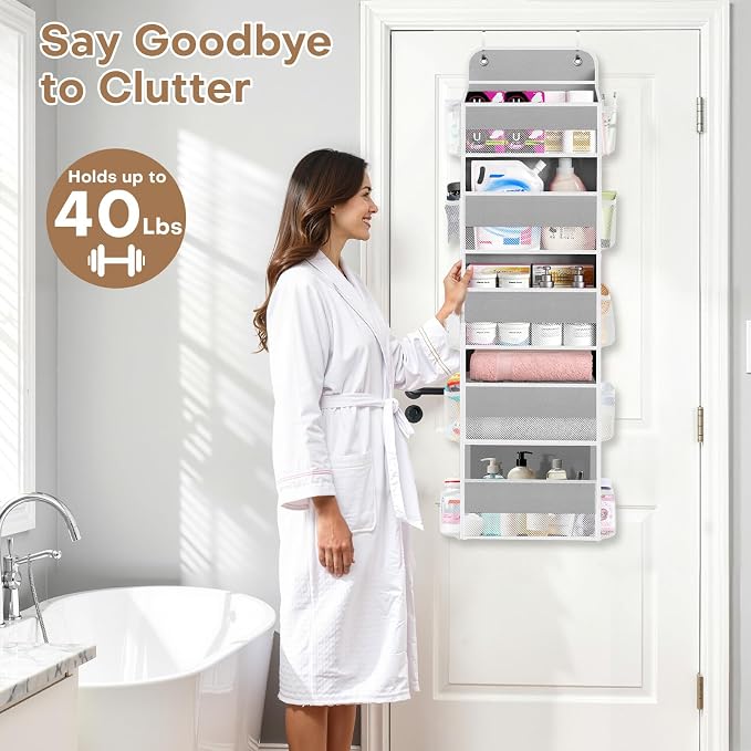 Over the Door Organizer, 5 Large Pocket Hanging Storage with 40lb Capacity - Image 7