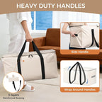 BAGAIL Heavy Duty Moving Bags with Strong Handle, Extra Large Moving Boxes, Storage Tote for Clothes, College Moving Supplies(Beige, 8 Pack) - Image 3