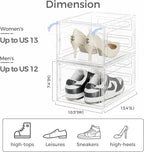Pinkpum Upgraded Hard Shoe Storage Box 12 Pack XL Clear Shoe Organizer - Image 2