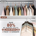 Space Saving Clothes Hangers,6 Tier Non Slip Shirt Hangers Closet Organizer | Space Saving Coat Hanger with Foam Padding,Closet Organizers and Storage for Shirts, Sweaters, Jackets,2 Pack,Beige - Image 6