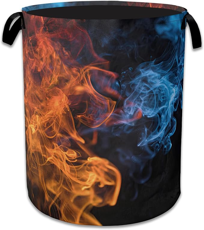 Red Blue Fire Laundry Basket Collapsible Laundry Hamper, Oxford Cloth Storage Bin for Room/Bathroom/Bedroom/Dormitories 16" X 20.8" by NSMNSM