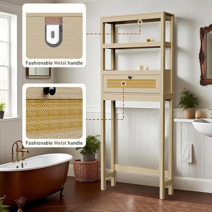 Over Toilet Storage Cabinet with Barn Door & Adjustable Shelves - Image 5