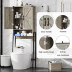 Vabches Over The Toilet Storage Cabinet with 2-Door Design Bathroom Organizers and Storage with Anti-Tip Device Over Toilet Organizer with Shelves for Bathroom,Restroom,Laundry Grey - Image 4