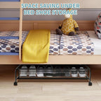 Under Bed Shoe Storage with Wheels, Space Saving Shoe Organizer with Sturdy Metal Frame & Breathable Mesh, Suitable Under the Bed, Sofa and Desk, 2 Packs - Image 3