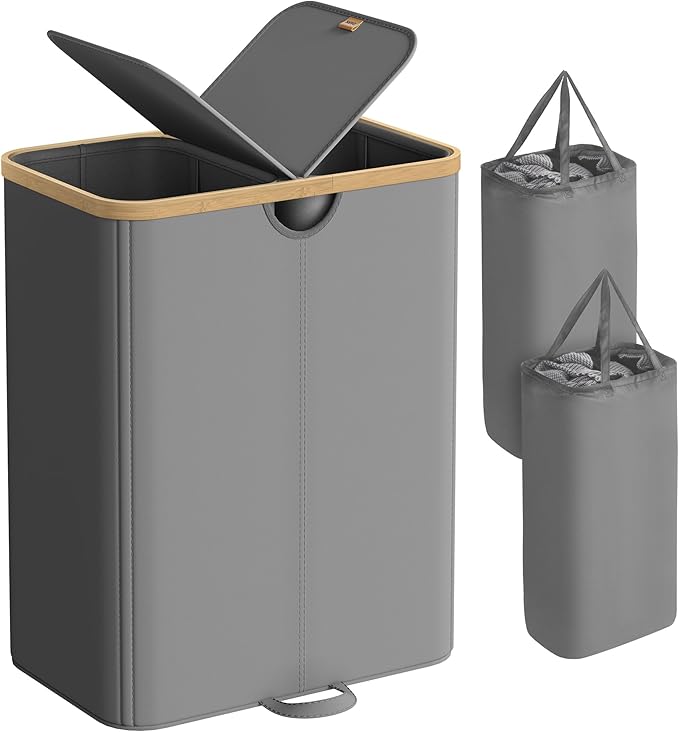 SONGMICS Laundry Hamper with 2 Lids, 150L Laundry Basket，2 Compartments by Unknown