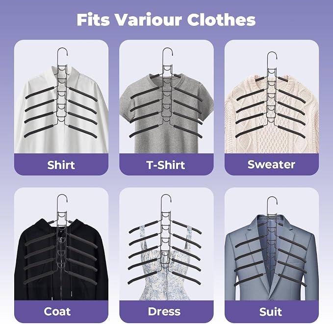 5 in 1 Multi Layer Hangers Space Saving with Non-Slip Foam Padded - Image 7