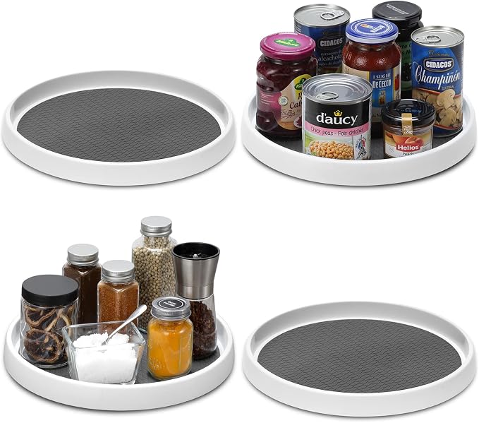 Set of 4, 10 Inch Non-Skid Lazy Susan Organizers - Turntable Rack for Cabinet, Pantry Organization and Storage, Kitchen, Fridge, Bathroom Makeup Vanity Countertop, Under Sink Organizing, Spice Rack - Image 9