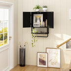 RUSTOWN Fluted Bathroom Wall Cabinet with 2 Doors, 3-Tier Medicine Cabinet - Image 9