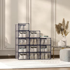 Kuject X-Large Shoe Storage Boxes 12 Pack, Clear Stackable Shoe Organizer | Shoe Case for Closet, Entryway & Under-Bed Storage, Drop-Front Design, Space-Saving Solution for Family Organization,Blue - Image 8