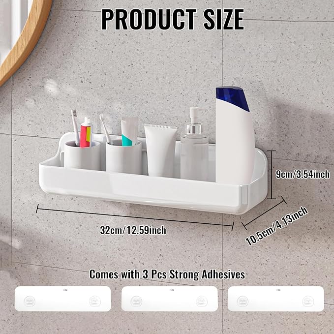 Diesisa Acrylic Wall Mount Organizer, Adhesive Shelves,2Pc Bathroom Shelves - Image 2