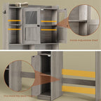 Itaar Over The Toilet Storage Cabinet, Over Toilet Bathroom Organizer with Glass Doors & Toilet Paper Holder Stand, Home Space-Saving Toilet Rack, for Bathroom, Restroom, Laundry, Grey - Image 8