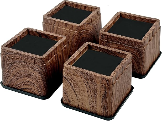 BTSD-home Wood Bed Risers 3 Inch, 4 Pack by BTSD-home