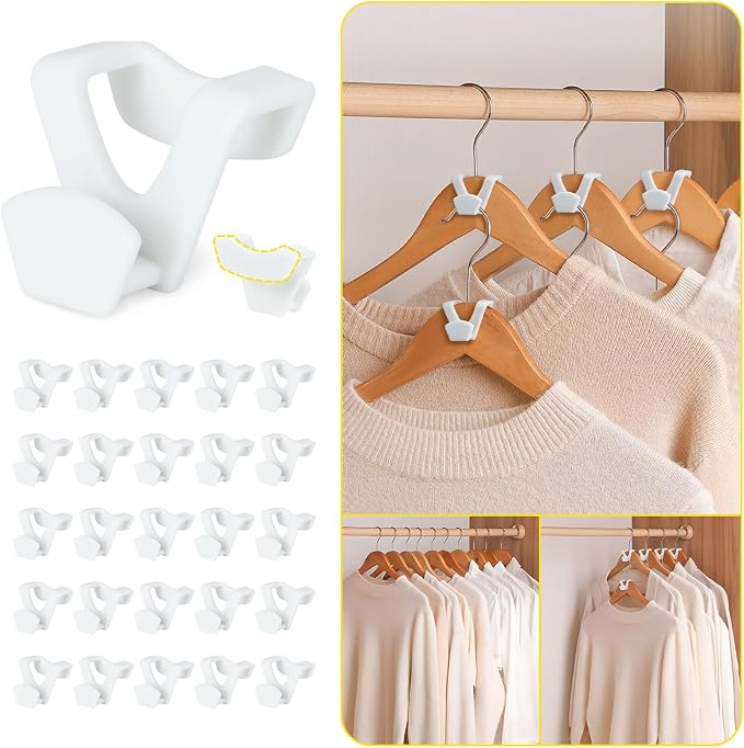 Smartor Clothes Hanger Connector Hooks 120 Pack, Hangers Space Saving | Hanger Add on Hook as Closet Organizer, Stacking Hangers, Cascading Space Saver, Closet Storage and Organization -White by Smartor