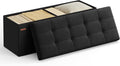 SONGMICS 43.3 Inches Folding Storage Ottoman Bench, Load 660 lb | Ottoman Foot Rest, Storage Chest, for Living Room, Entryway, Ink Black, MINOTA Collection ULSF077B01 by Unknown