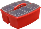 Storex Large Classroom Caddy with Cups, 13 x 11 x 6.575 Inches, Red, Case of 2 (00981U02C) - Image 3