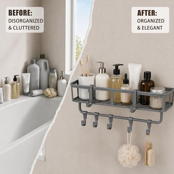 Shower Caddy Hanging 1 Pack, Rustproof Adhesive Corner Shower Shelves - Image 8