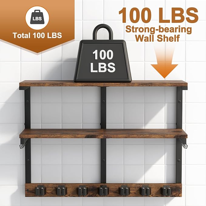 Housolution Wall Mount Broom Holder Hanger Laundry Room Storage Shelves - Image 4