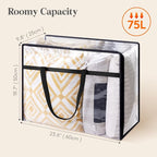 Lifewit 75L Clear Clothes Storage Bags,Plastic Foldable Blanket Storage Bag | 2 Pack Vinyl Foldable Moving Bags with Zipper, Closet Organizers and Storage Containers for Bedding, Duvet, Comforter - Image 4