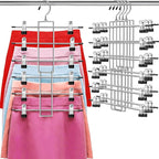 Pants Hangers with Clips,Space Saving Hanging Closet Organizer-6 Tiers Skirt Hangers with 360° Swivel Hook,Closet Organizer-Clothes Hangers- College Dorm Essentials Apartment Essentials- 4 Pack by Lumigens