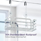 SWTYMIKI Shower Caddy Hanging Organizer - Over the Door Shower Caddy with 6 Hooks, 2 Installation Ways, Stainless Steel Rustproof Bathroom Organizer, Silver - Image 6