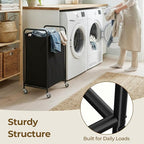 GRANNY SAYS 2 Section Laundry Sorter, 130L Large Hamper Basket with Wheels - Image 6