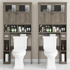Vabches Over The Toilet Storage Cabinet with Doors & Paper Holder, Grey - Image 5