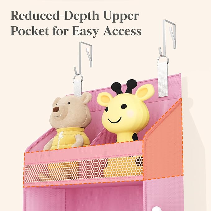 Lifewit 4 Tier Over the Door Organizer, Diaper Hanging Storage, Pink - Image 7