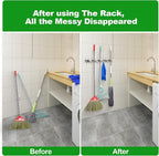 voze [2 Pack] 5 Racks and 4 Hooks Mop and Broom Holder Wall Mount, Self Adhesive Heavy Duty Broom Organizer Storage Tool Racks for Kitchen Garden Laundry Garage, 304 Stainless Steel, Silver - Image 4