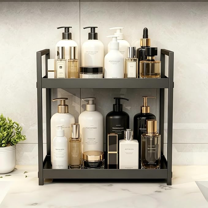 Bathroom Counter Organizer, 2 Tier Black Counter Shelf - Image 3