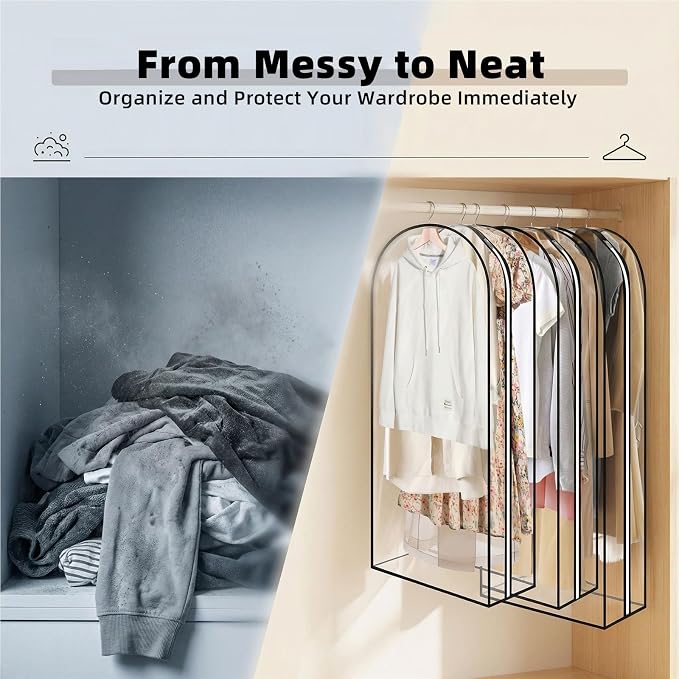 Clear Garment Bags for Hanging Clothes 3-piece set(43,50,60) inch - Image 4