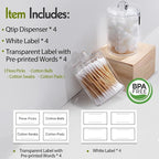 4 Pack Acrylic Qtip Holder Dispenser for Cotton Swabs, Balls, Floss Picks - Image 2