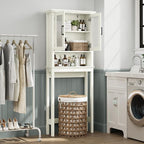 Over The Toilet Storage Cabinet, Over Toilet Bathroom Organizer with Doors and Adjustable Shelf, Thicken Frame Above Toilet Storage Cabinet Behind Toilet Bathroom Organizer, Cream White - Image 4