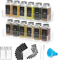PMMASTO 2-Pack Clear Acrylic Self-Adhesive Spice Racks with 12 Empty Jars by PMMASTO