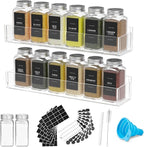 PMMASTO 2-Pack Clear Acrylic Self-Adhesive Spice Racks with 12 Empty Jars by PMMASTO