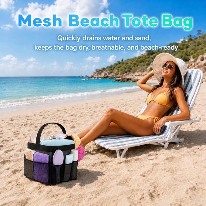 Mesh Shower Caddy Portable - 9 Pockets for College Dorm Room Essential - Image 7