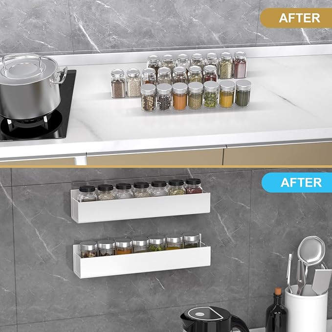 PMMASTO 2-Pack White Acrylic Spice Rack Organizers for Cabinet Doors - Image 6