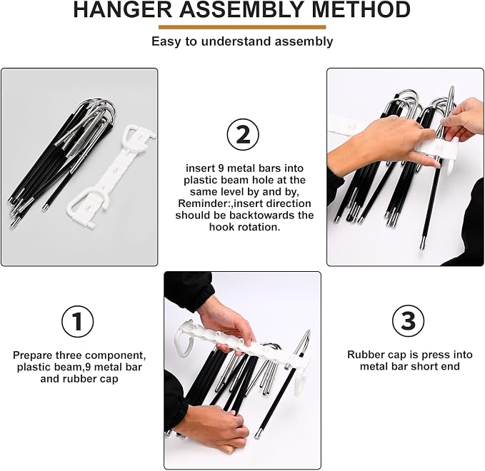 2Pack 9 Layers Foldable Pants Hangers Space Saving Trouser Hanger Multifunctional Trouser Rack Hanger Hanging Hole for Wardrobe Trousers Scarf Jeans (White) - Image 6