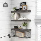 QEEIG Bathroom Shelves Over Toilet - Wall Mounted Floating Shelves Toilet Paper Storage Small Farmhouse Decor Shelf 16 inch Set of 3, Grey (019-GY3) - Image 4