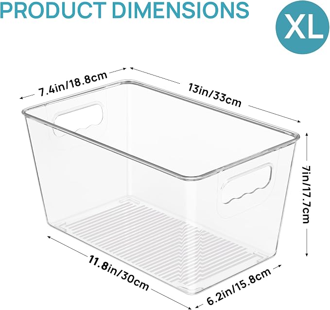 Vtopmart 6 Pack Clear Storage Bins, Pantry Storage Bins with Handle, XL - Image 2