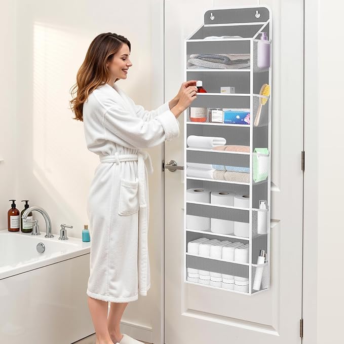 Over The Door Organizer Storage Large Capacity Hanging Bedroom Storage | 5 Shelves, 40 LB Capacity, Foldable Mesh Design, Clear Window, Sturdy, Large Storage Organizer for Nursery, Pantry & Closet - Image 5