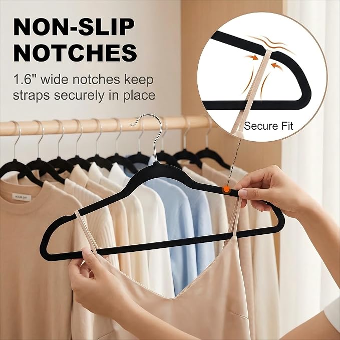 HOUSE DAY Black Plastic Hangers 60 Pack, Ultra-Thin Heavy Duty Non-Velvet - Image 5