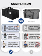 HOMESURE Supports 200lbs Heavy Duty Moving Bags - Strong Zipper & Wrap-Around Handles - Water-Resistant Storage Totes, Durable Alternative to Moving Boxes - 40 Pack - Black - Image 3