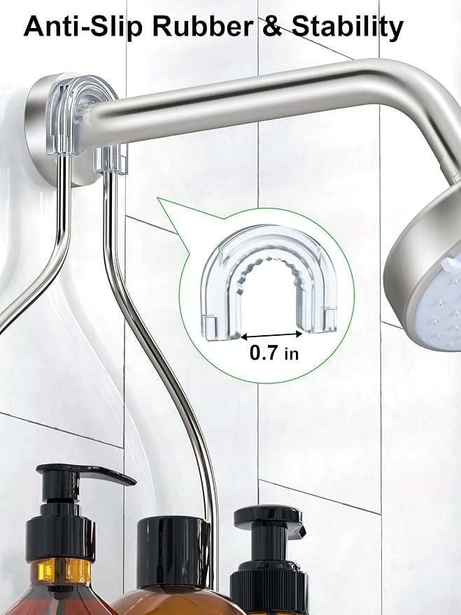 SMARTAKE Hanging Shower Head Caddy, Shower Shelf Organizer, Silver - Image 5