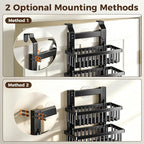 POKIPO 9 Tier Narrow Over The Door Pantry Organizer, 2 in 1 Wall Mount or Hanging Spice Rack with Adjustable Deep Basket, Heavy-Duty Seasoning Organizer and Storage for Kitchen Closet Bathroom - Image 5