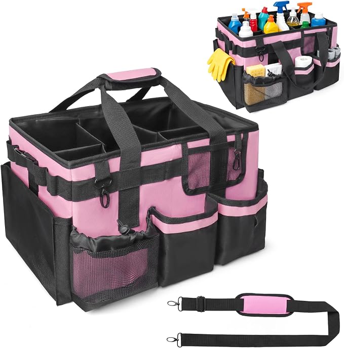 Large Cleaning Caddy Organizer, Adj Straps & Board Dividers Heavy‑Duty by Unknown
