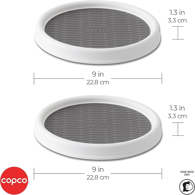Copco Lazy Susan Turntable Organizer Set of 2, 9 Inch Rotating Cabinet and Pantry Storage, Nonslip Surface with Outer Rim, Wipe Clean - Image 2