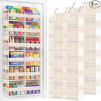 2 Pack Over The Door Organizer 6 Tiers, Extra Large Behind Door Storage of 12 Compartments, 80 lbs Weight Capacity Hanging Storage Organizer with Clear Window Kids Toys,Shoes (6 Tiers - Beige) by Ofiray-home