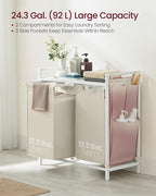 VASAGLE Laundry Hamper with Shelf, 2 Pull-Out Bags, 2 x 12.1 Gallons (46 L) - Image 3