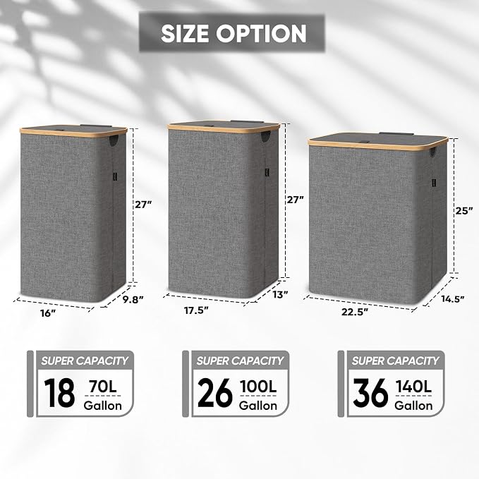 BALEINE 100L Laundry Hamper with Lid, Large Laundry Basket Bin - Image 3